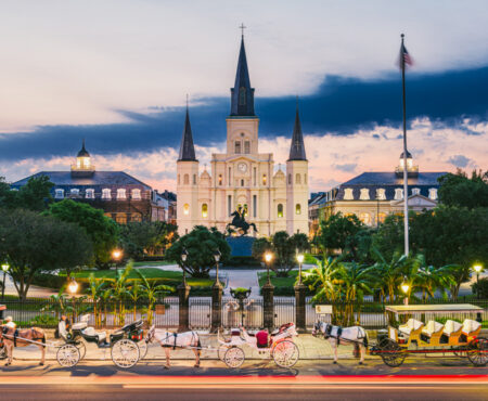 New Orleans, Louisiana, USA, Jackson Square at night