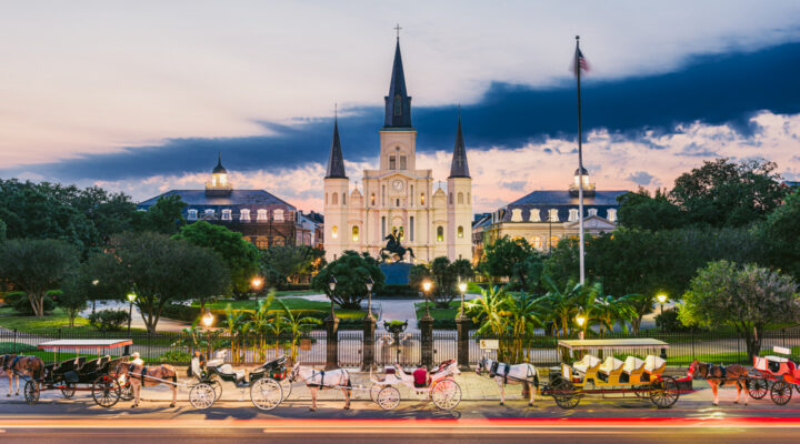 New Orleans, Louisiana, USA, Jackson Square at night